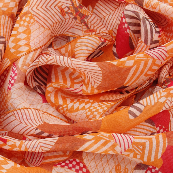 Foulard-femme-soie-imprimé-orange-Valentin