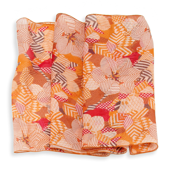 Foulard-femme-soie-imprimé-orange-Valentin