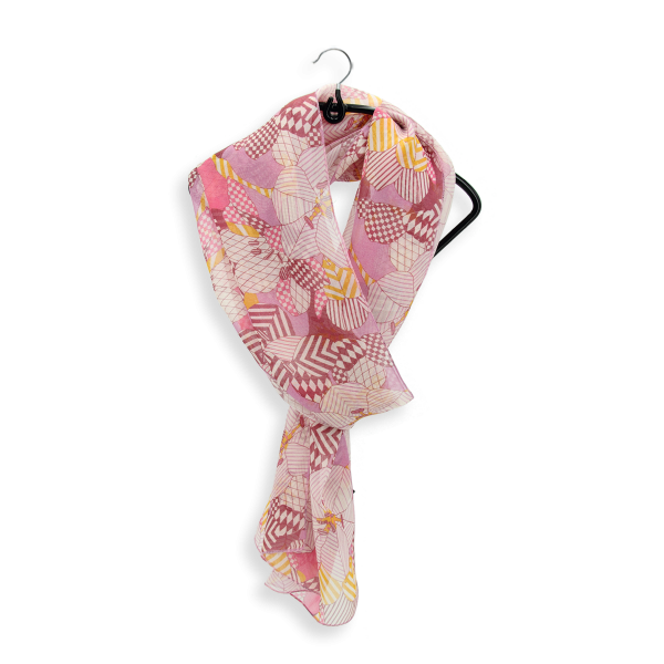 Foulard-femme-soie-imprimé-rose-Valentin