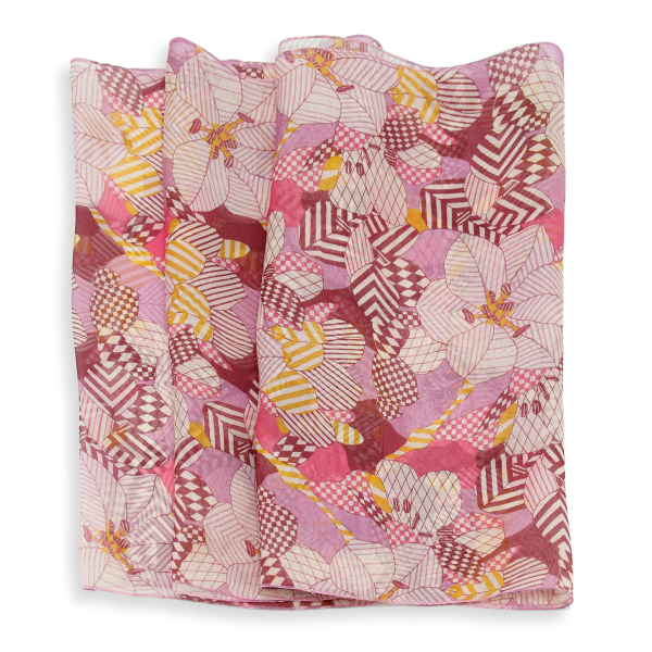 Foulard-femme-soie-imprimé-rose-Valentin