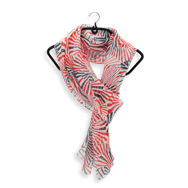 Foulard-femme-soie-imprimée-rouge-marine-Mandala
