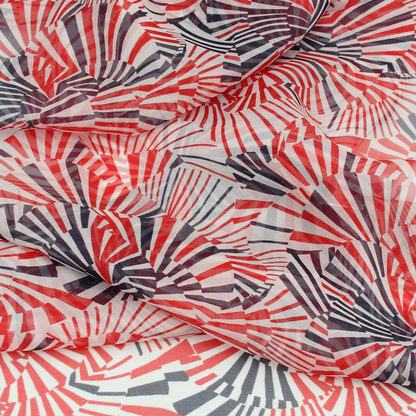 Foulard-femme-soie-imprimée-rouge-marine-Mandala