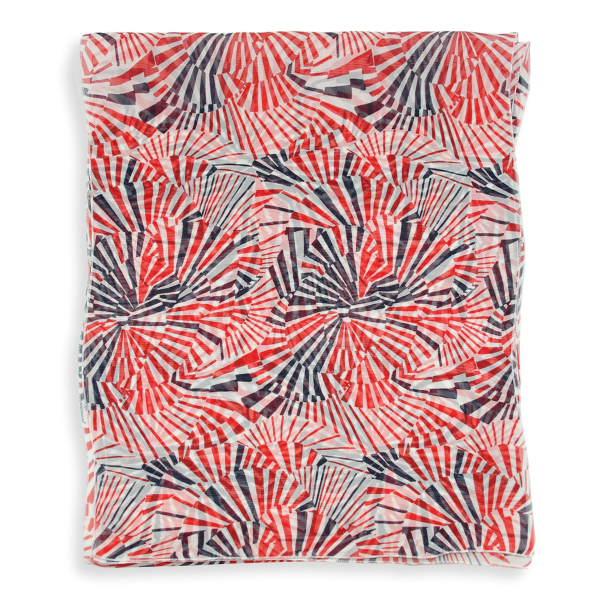 Foulard-femme-soie-imprimée-rouge-marine-Mandala