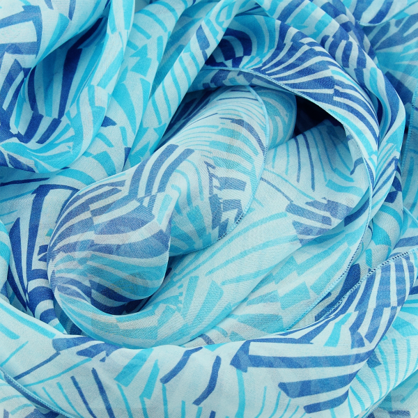 Foulard-femme-soie-imprimée-turquoise-bleu-Mandala