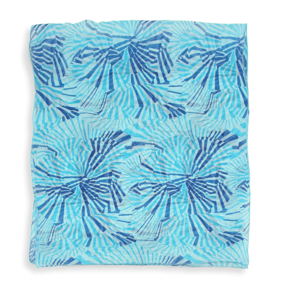 Foulard-femme-soie-imprimée-turquoise-bleu-Mandala