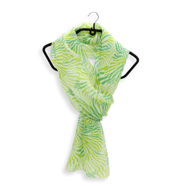 Foulard-femme-soie-imprimée-vert-Mandala