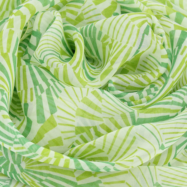 Foulard-femme-soie-imprimée-vert-Mandala
