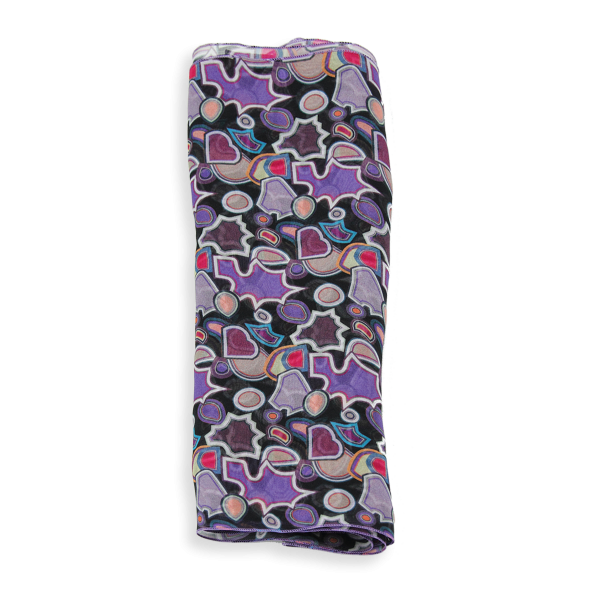 Foulard-femme-violet-soie-imprimée-Puzzle