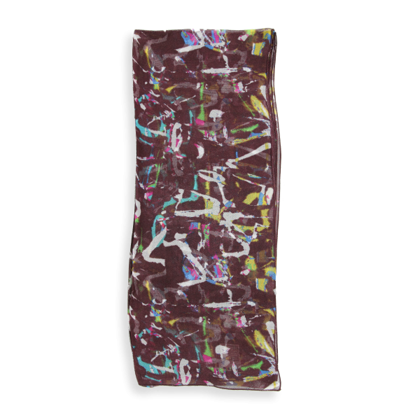 Foulard-soie-femme-imprimée-graff-marron-cuir-multicolore-4A