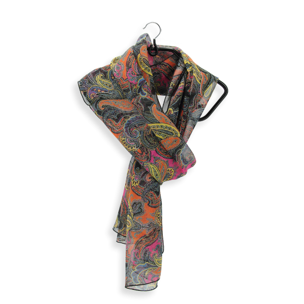 Foulard-femme-mousseline-soie-imprimée-cachemire-multi couleurs