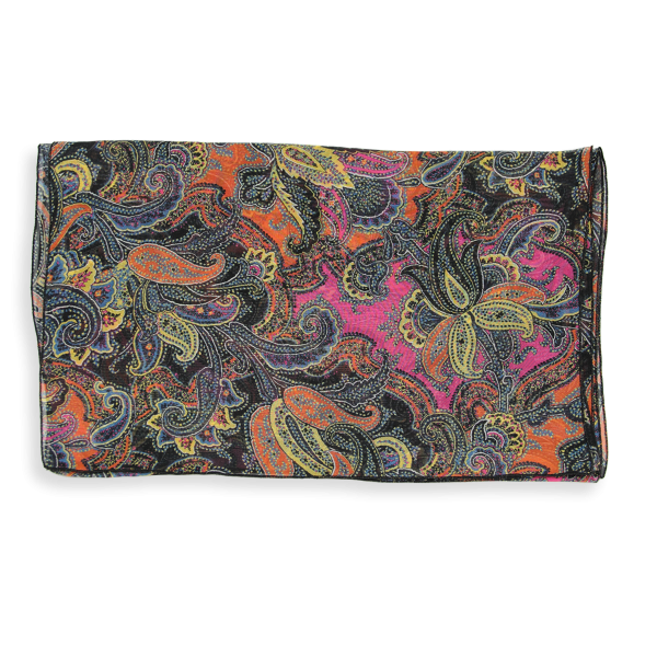 Foulard-femme-mousseline-soie-imprimée-cachemire-multi couleurs