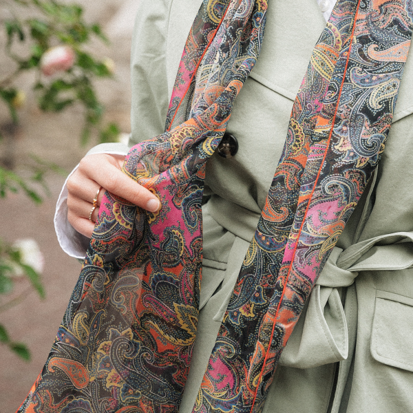 Foulard-femme-mousseline-soie-imprimée-cachemire-multi couleurs