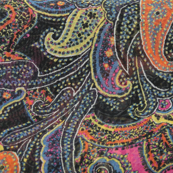Foulard-femme-mousseline-soie-imprimée-cachemire-multi couleurs