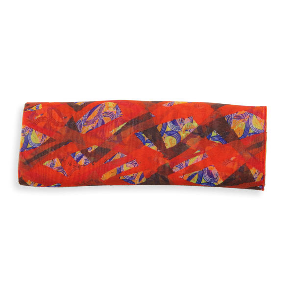 Foulard-femme-soie-rouge-imprimé-mosaïque-fabrique-en-France