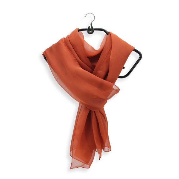 Foulard-femme-soie-unie-marron-roux