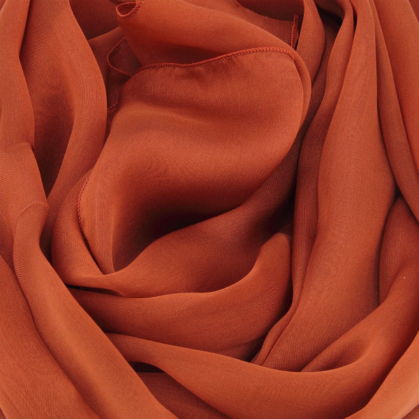 Foulard-femme-soie-unie-marron-roux