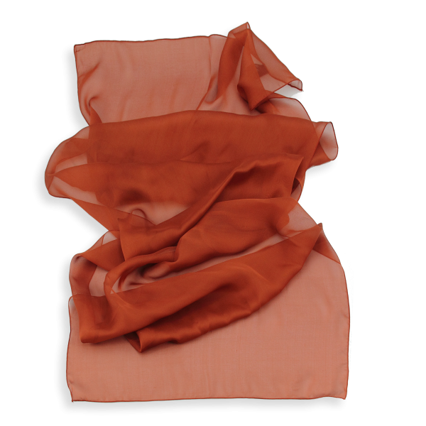 Foulard-femme-soie-unie-marron-roux