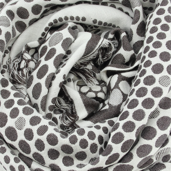 Grand-carre-femme-laine-choco noir-Pois