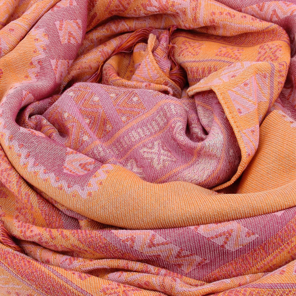 Plaide-femme-laine-orange-Sherazade