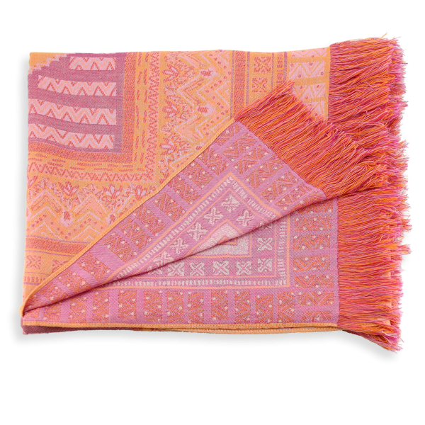 Plaide-femme-laine-orange-Sherazade
