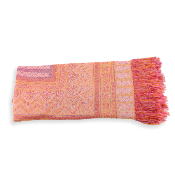 Plaide-femme-laine-orange-Sherazade