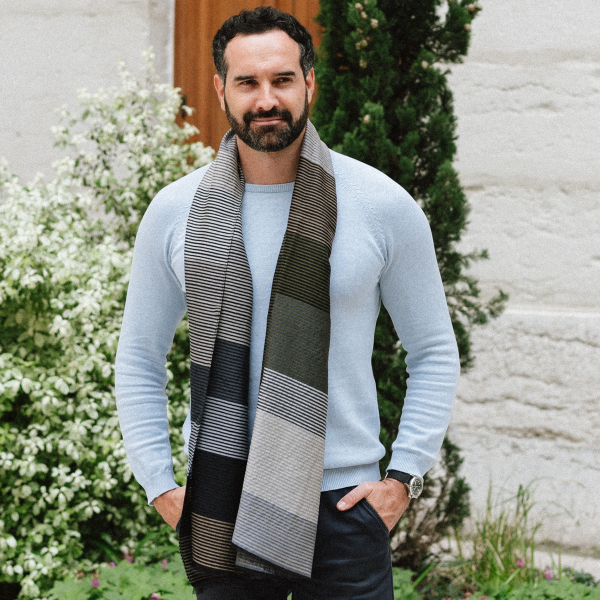 Gray-cotton-silk-wool-men's-stole-Kaleida