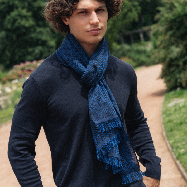 Marine-silk-cashmere-men’s-scarf-Thales