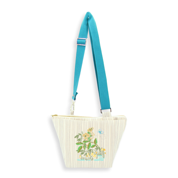 sac bandoulière-tissé-brodé-femme-fleurs des champs-or