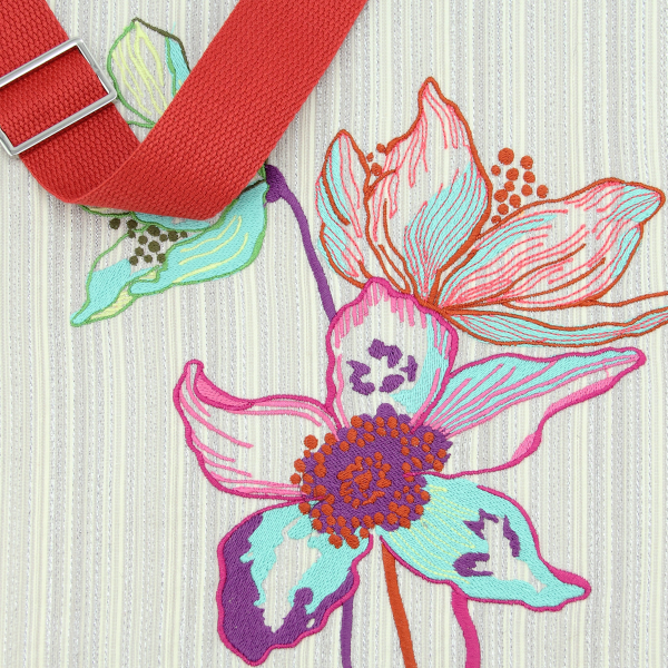 sac tissé brodé-femme-trio fleuri-argent