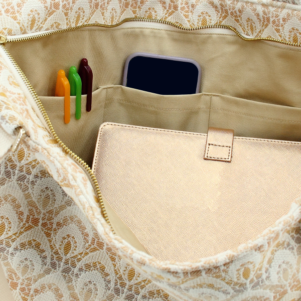 sac cabas dentelle beige