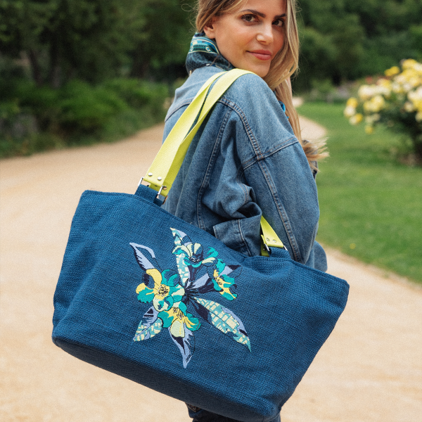 sac cabas jute bleu artifice