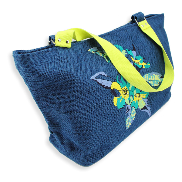 sac cabas jute bleu artifice
