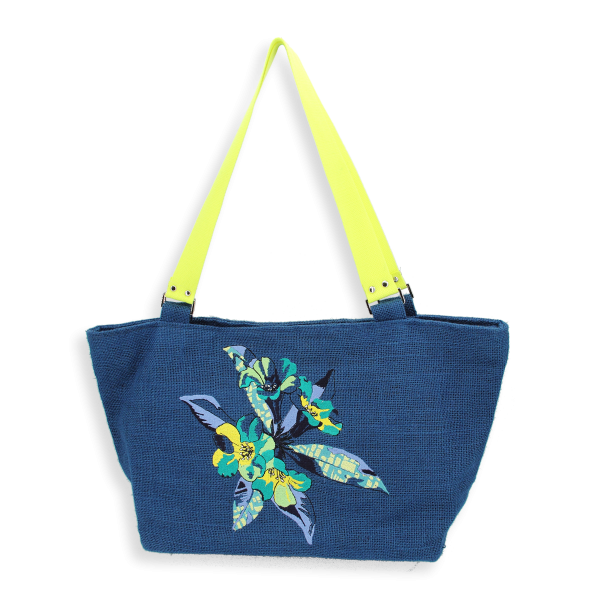 sac cabas jute bleu artifice
