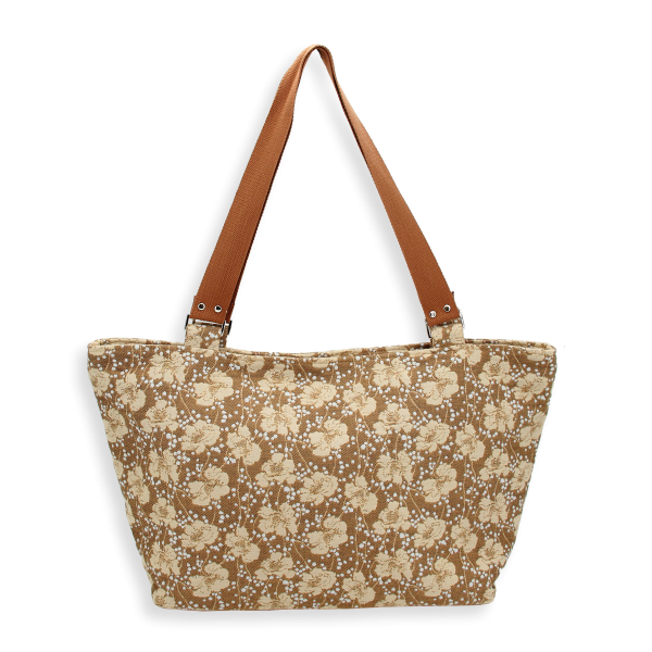 sac cabas coton bio pré fleuri beige