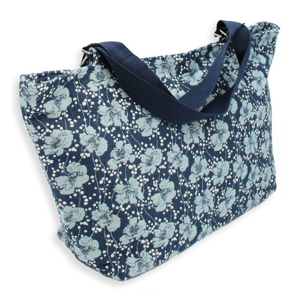 sac cabas pre fleuri coton bleu jean