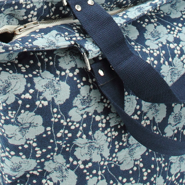 sac cabas pre fleuri coton bleu jean