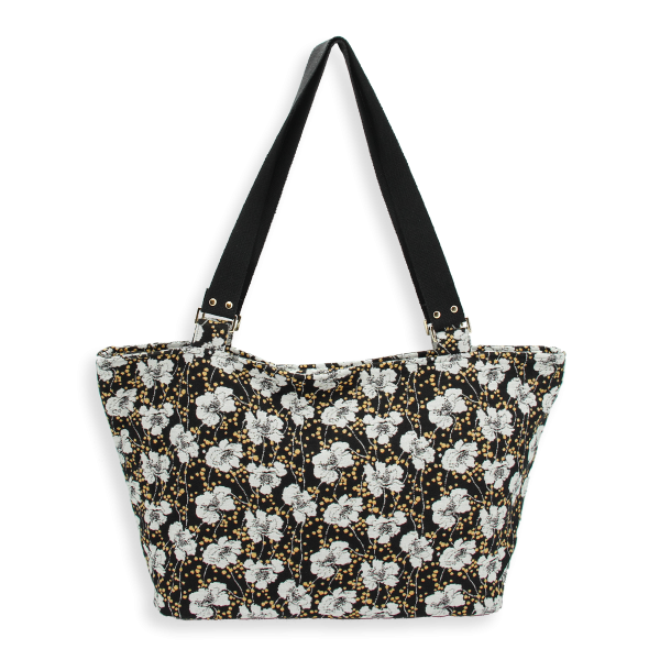 sac cabas pre fleuri coton bio noir blanc