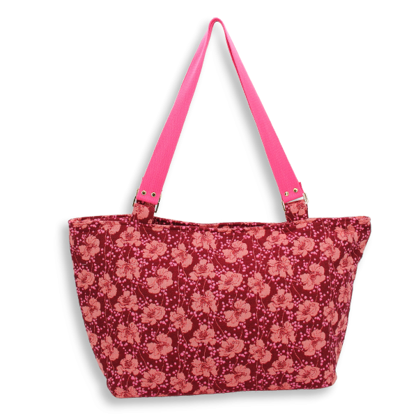 sac cabas pre fleuri coton rose