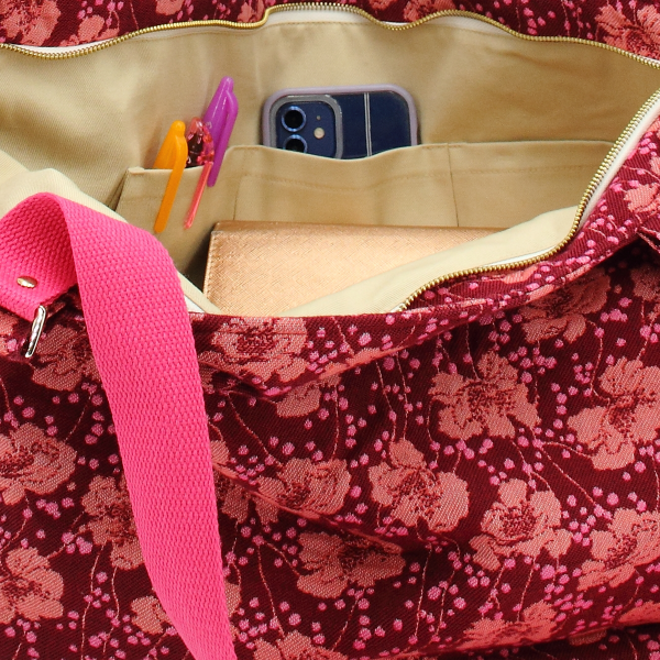 sac cabas pre fleuri coton rose