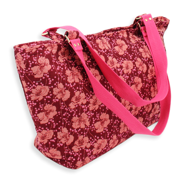 sac cabas pre fleuri coton rose