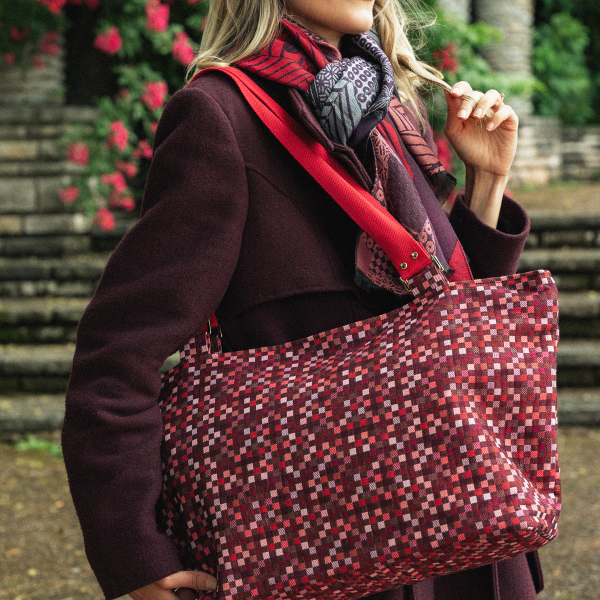 sac cabas coton lin Vichy Rouge