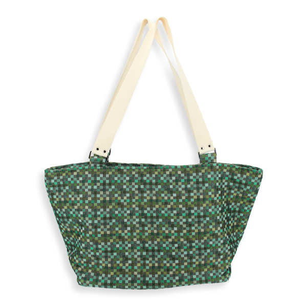 sac cabas coton lin vichy vert