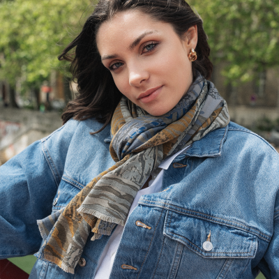 BEIGE COTTON BLEND SCARF - CYBELE