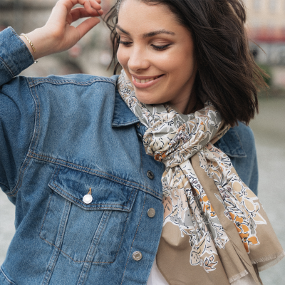 BEIGE COTTON SILK BLEND STOLE - ROMEO