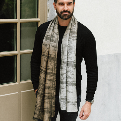 BEIGE, WOOL BLEND SCARF - TOLE FROISSEE