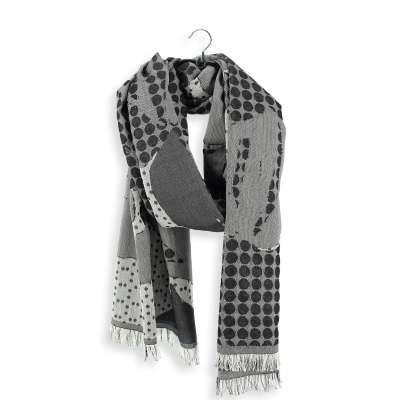 BLACK and WHITE, MERINO WOOL COTTON and SILK BLEND STOLE - MONTREAL