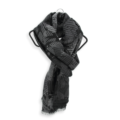 BLACK, COTTON AND RAYON BLEND STOLE - CHERIE