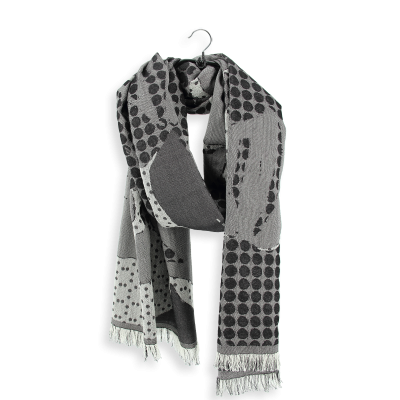 BLACK & WHITE, WOOL BLEND STOLE - MONTREAL