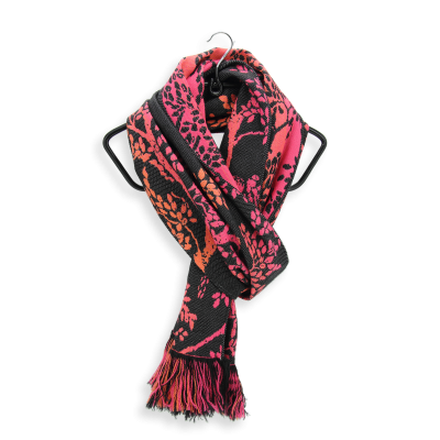 BLACK, WOOL CHILDREN'S SCARF - RABBIT