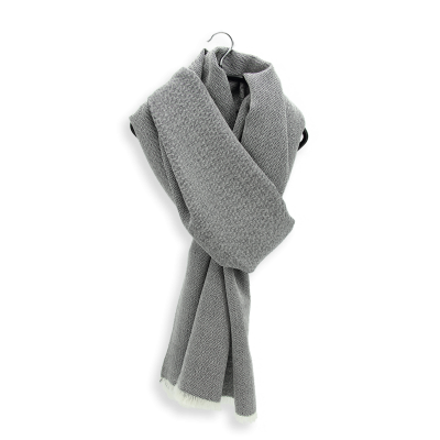 BLACK WOOL SILK BLEND SCARF - DOMINO